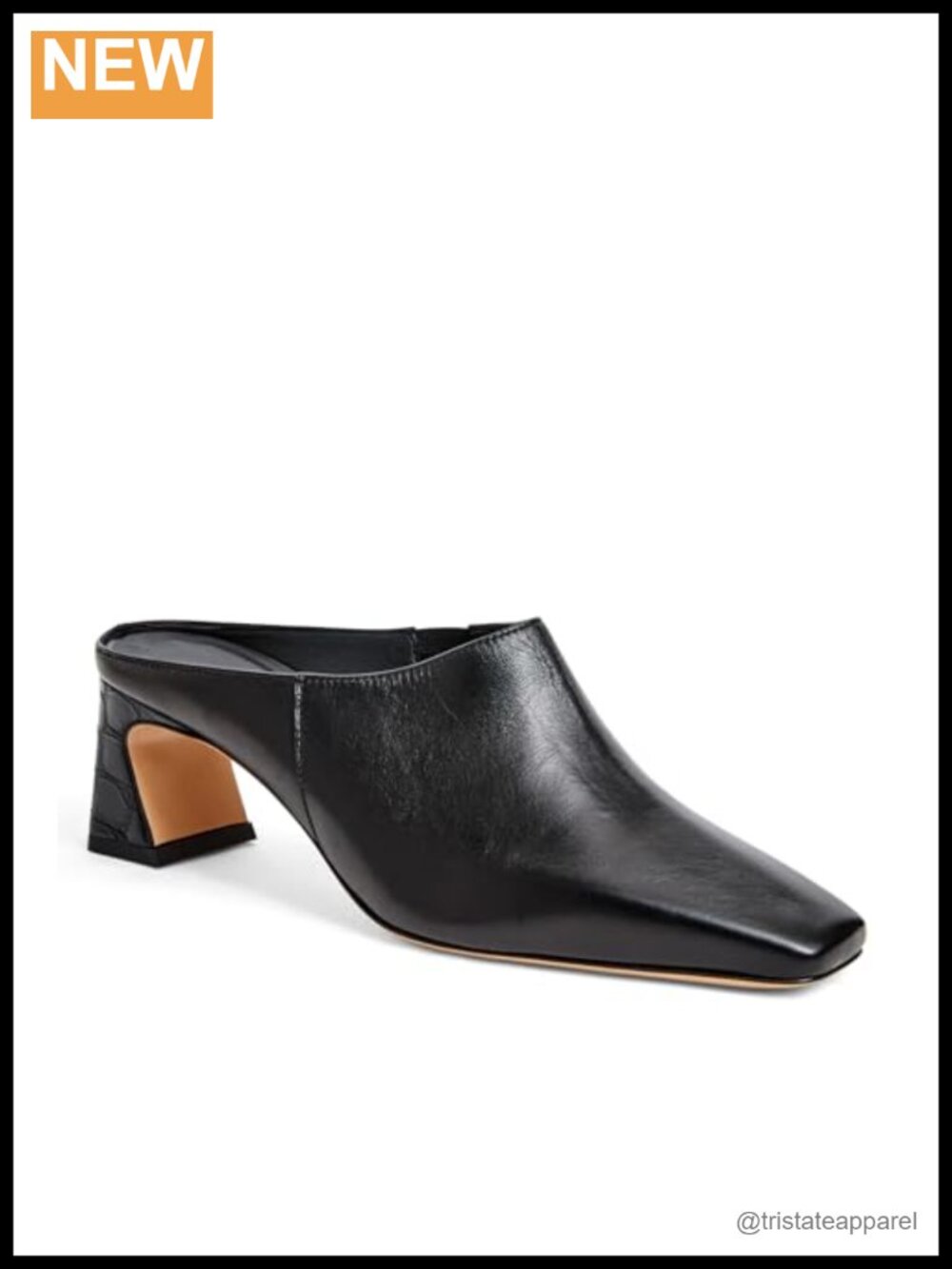 Leather Slip-On Mule Block Heel Party Shoes